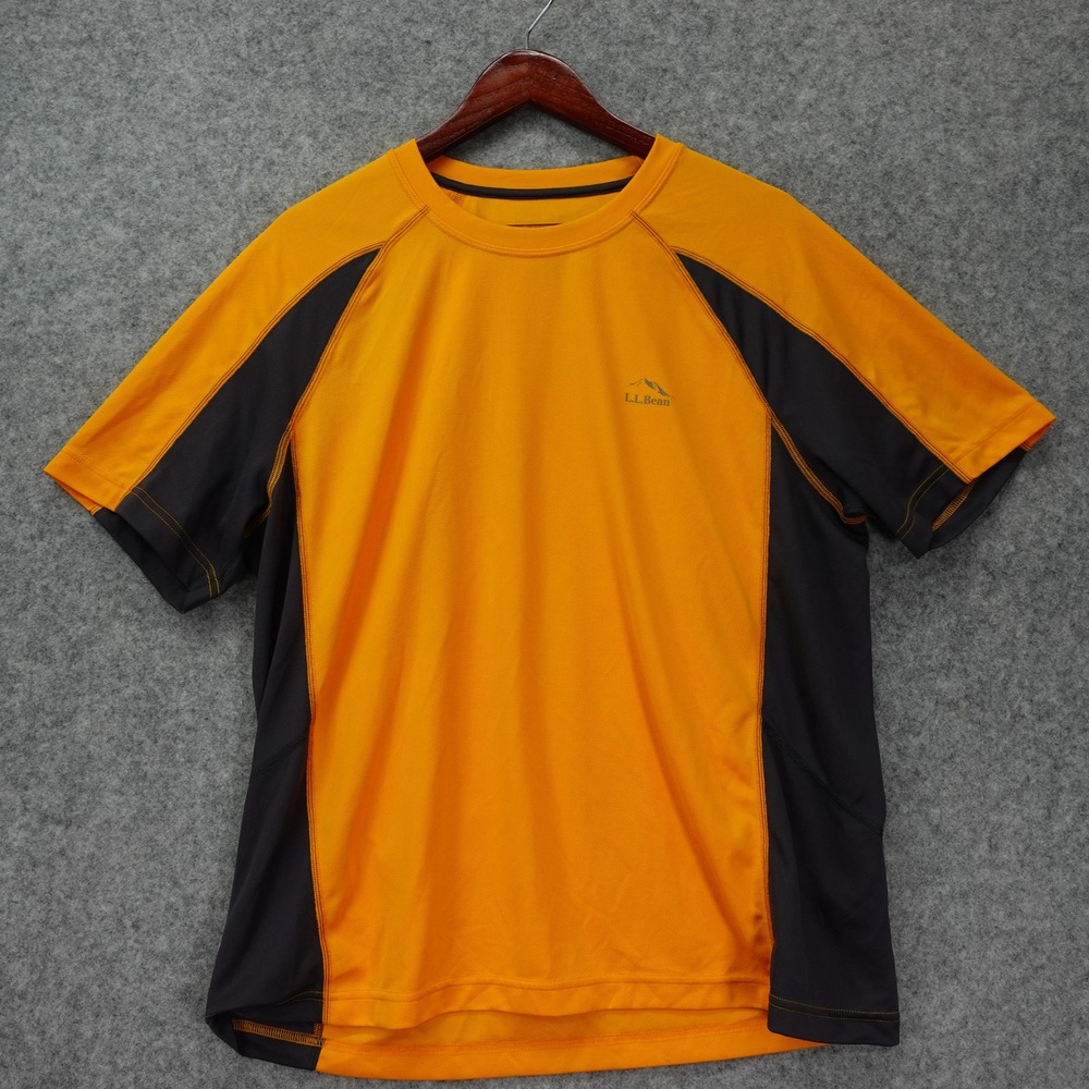 Colorblock Performance T Shirt Mens LARGE Outdoor Trail Jersey Raglan LL BEAN